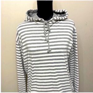 Vimmia Women’s Gray & White Striped Hooded Sweatshirt M
